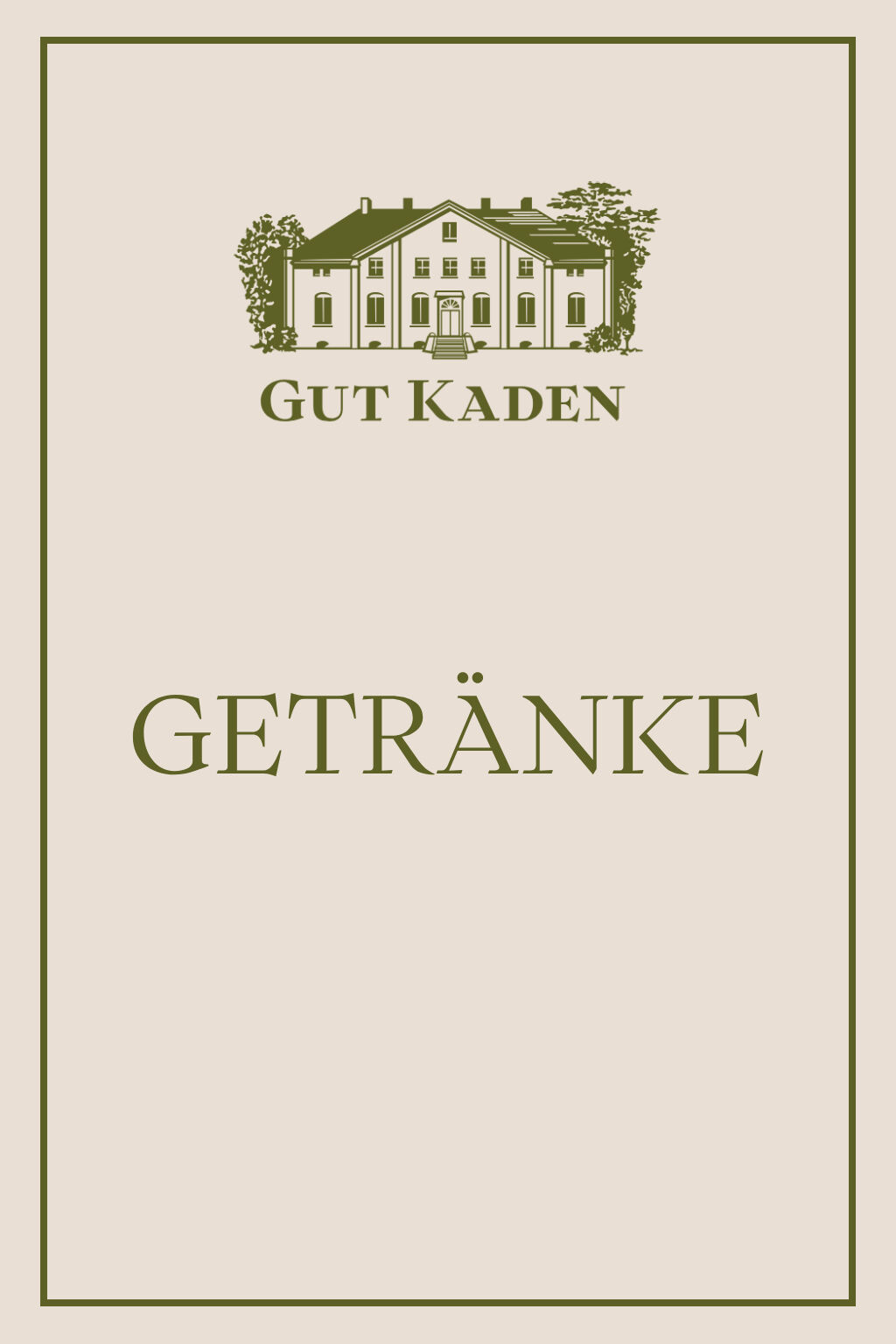 [Translate to English:] Getränkekarte des Restaurants auf Gut Kaden